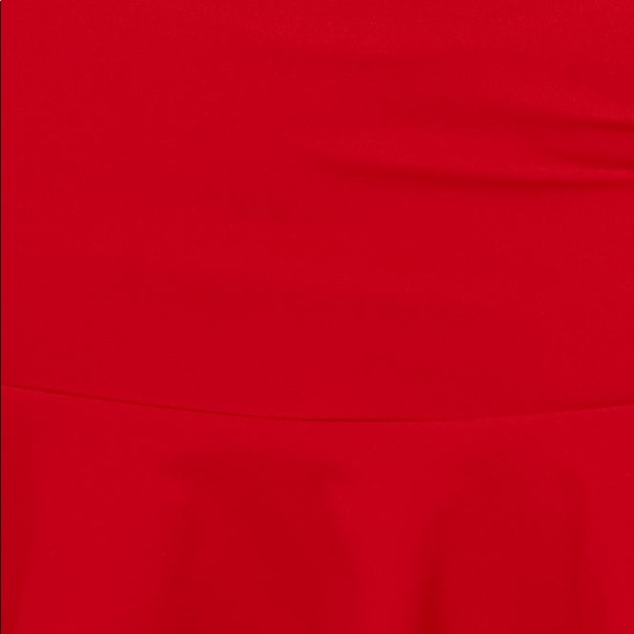 RED CUT-OUT BUST RUFFLE SHOULDER MINI DRESS - Picture 6 of 6